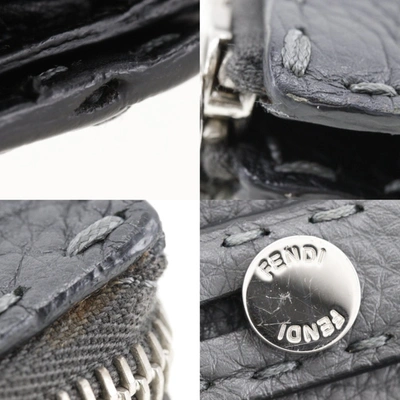 Shop Fendi Selleria Grey Leather Clutch Bag ()
