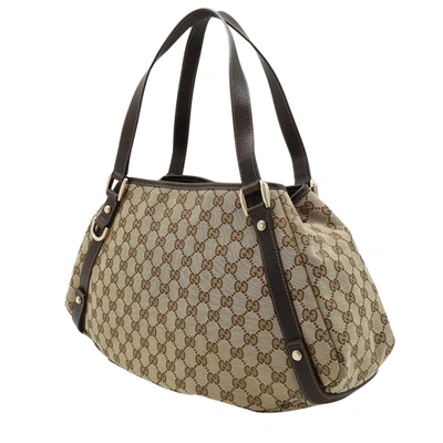Shop Gucci Abbey Brown Canvas Tote Bag ()