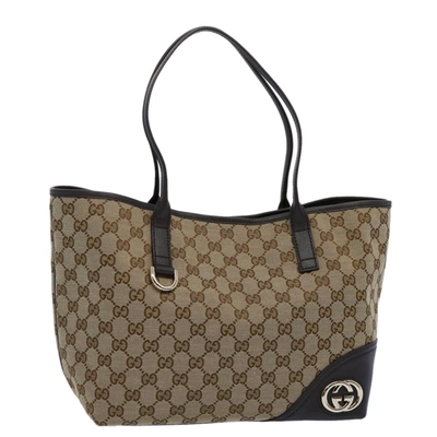 Shop Gucci Beige Canvas Shoulder Bag ()