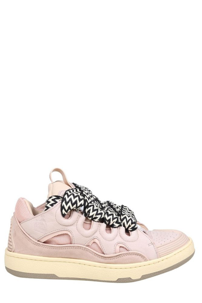 Shop Lanvin Curb Panelled Lace In Pink