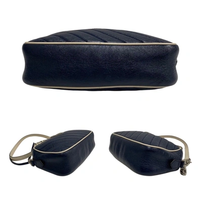 Shop Gucci Gg Marmont Navy Leather Shoulder Bag ()