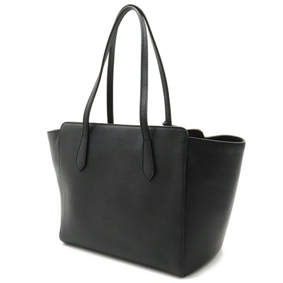 Shop Gucci Swing Black Leather Tote Bag ()