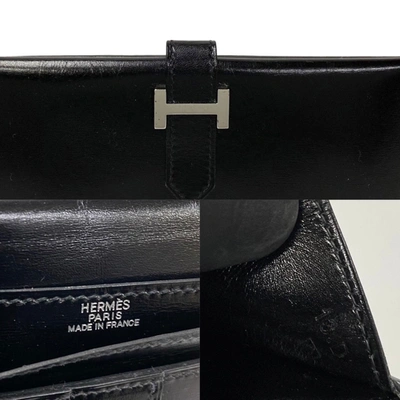 Shop Hermes Hermès Béarn Black Leather Wallet  ()