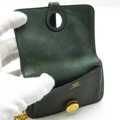 Shop Hermes Hermès Dogon Green Leather Wallet  ()