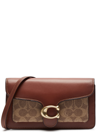 Shop Coach Tabby Panelled Leather Wallet-on-chain In Tan