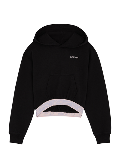 Shop Off-white Kids Bookish Hooded Cotton Sweatshirt (4-10 Years) In Black