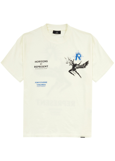 Shop Represent Icarus Printed Cotton T-shirt In White
