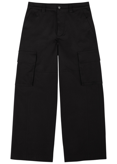 Shop Valentino Canvas Cargo Trousers In Black