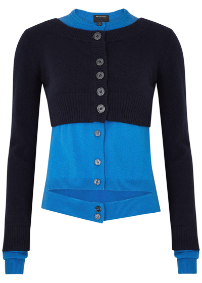 Shop Meryll Rogge Layered Cashmere Cardigan Set In Blue