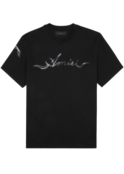 Shop Amiri Smoke Logo Cotton T-shirt In Black