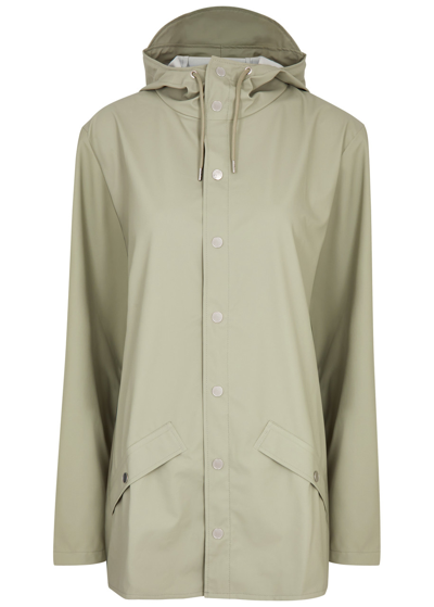 Shop Rains Hooded Rubberised Jacket In Sage