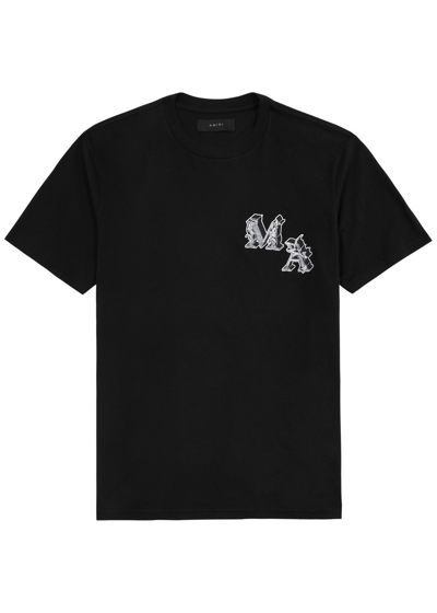 Shop Amiri Angel Logo-print Cotton T-shirt In Black