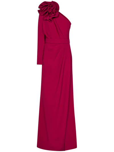 Shop Elie Saab One Shoulder Long Dress In Red
