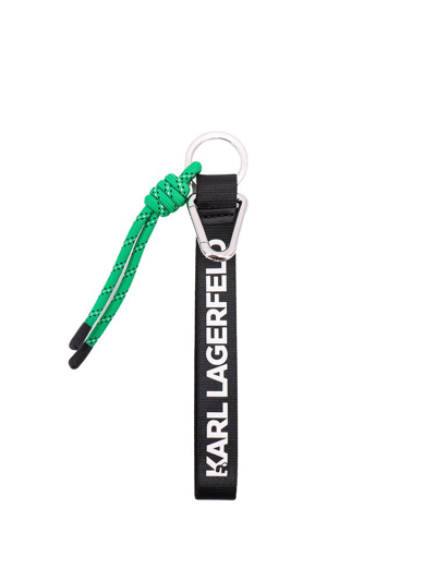 Shop Karl Lagerfeld Logo Embossed Key Ring In Black