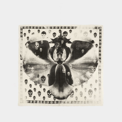 Alexander Mcqueen Skull Orchid Scarf In Beige