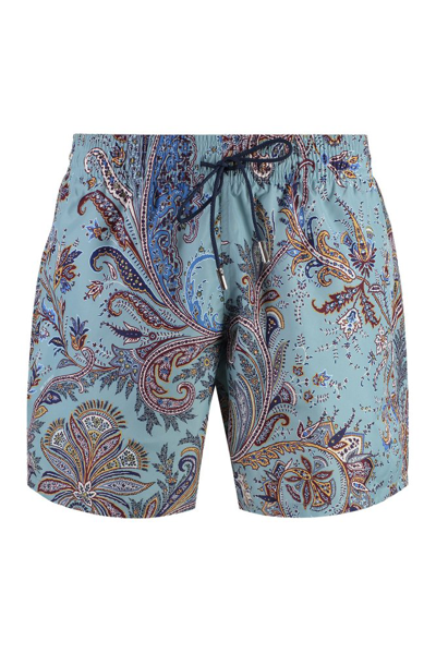 Shop Etro Paisley Printed Drawstring Swim Shorts In Multi