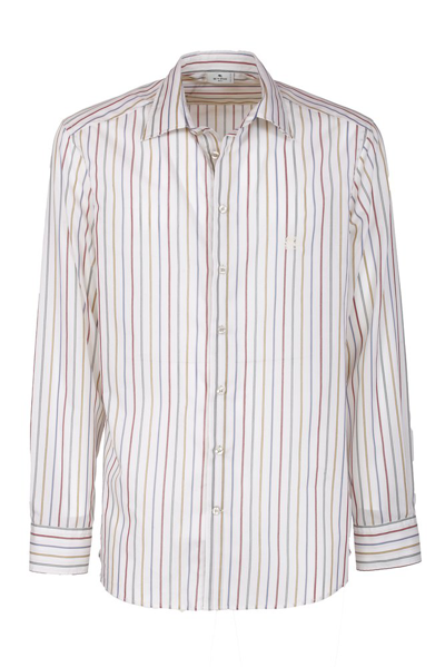 Shop Etro Pegaso Embroidered Striped Shirt In Multi