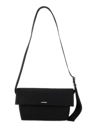 Shop Jil Sander + Logo Printed Small Shoulder Bag In Black