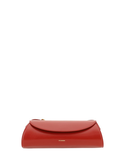 Shop Jil Sander Cannolo Foldover Small Shoulder Bag In Red