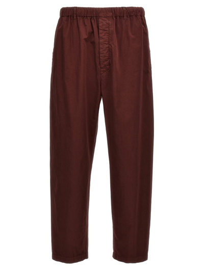 Shop Lemaire Elasticated Waistband Cropped Leg Pants In Red