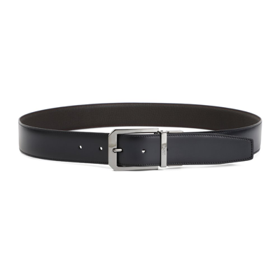 Shop Z Zegna Logo Engraved Buckle Belt In Black