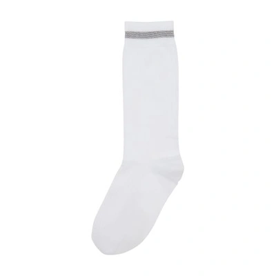 Shop Brunello Cucinelli Ribbed Socks In Blanc