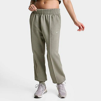 Shop Nike Women's Sportswear Swoosh Loose Fleece Jogger Pants In Dark Stucco/sail