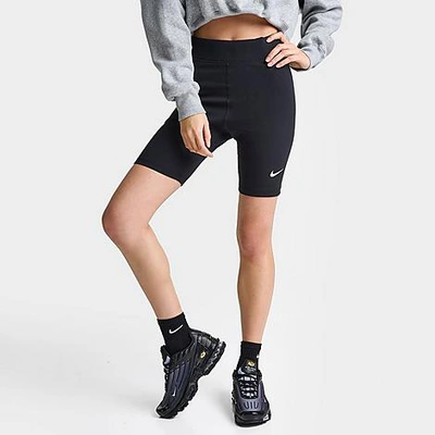Shop Nike Women's Sportswear Essential High-waisted 8" Biker Shorts In Black/sail
