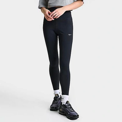 Shop Nike Women's One Swoosh High-waisted Full-length Leggings In Black/sail