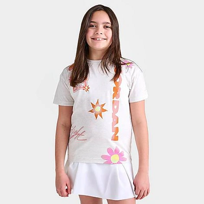 Shop Nike Jordan Girls' Floral T-shirt In Sail Heather