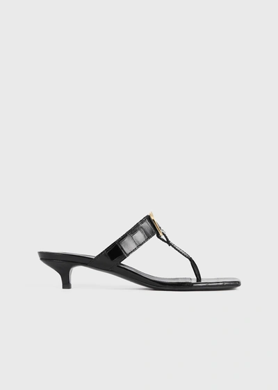 Shop Totême The Belted Croco Flip-flop Heel Black