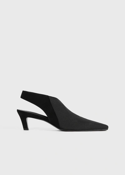 Shop Totême The Mid Heel Elastic Slingback Black