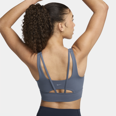 Shop Nike Women's Zenvy Medium-support Padded Longline Sports Bra In Blue