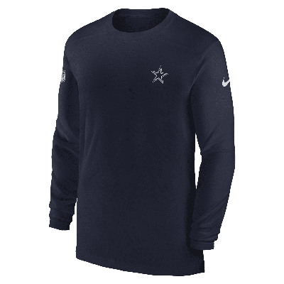 Shop Nike Men's Dri-fit Sideline Coach (nfl Dallas Cowboys) Long-sleeve Top In Blue