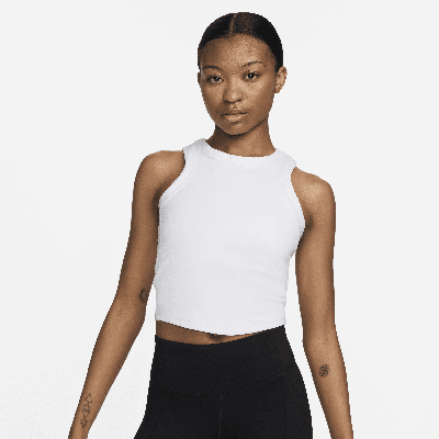 Nike One Fitted Dri-fit Cropped Tank Top In White