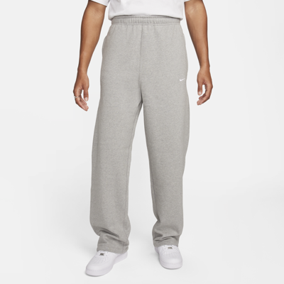 Shop Nike Men's Solo Swoosh Open-hem Fleece Pants In Grey