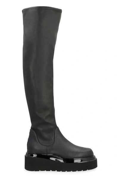 Shop 3juin Amalia Eco-leather Over-the-knee Boots In Black