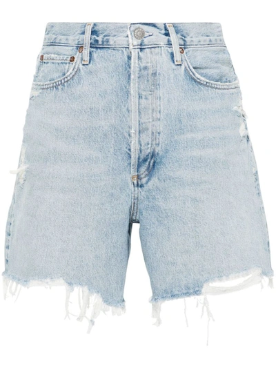 Shop Agolde Denim Shorts In Clear Blue