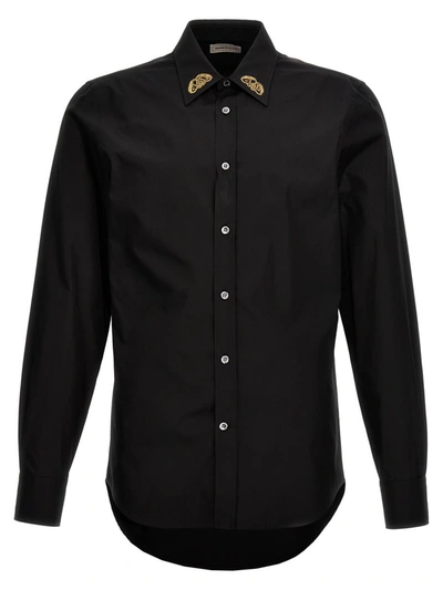 Shop Alexander Mcqueen Embroidered Collar Shirt In Black