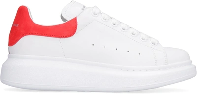 Shop Alexander Mcqueen Larry Leather Sneakers In White