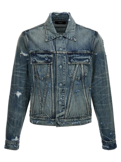 Shop Amiri 'trucker' Denim Jacket In Blue