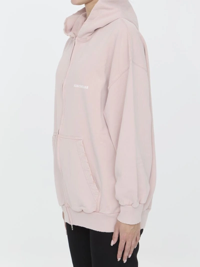 Shop Balenciaga Back Flip Zip-up Hoodie In Pink