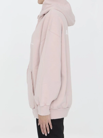 Shop Balenciaga Back Flip Zip-up Hoodie In Pink