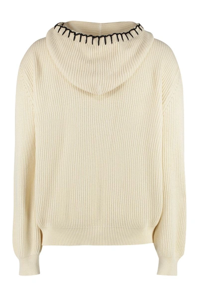Shop Barrow Knitted Hoodie In Panna