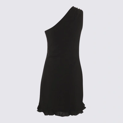 Shop Blumarine Black Viscose Stretch One Shouler Mini Dress