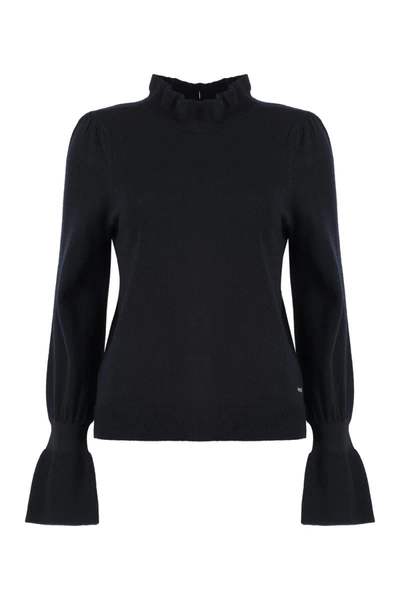 Shop Hugo Boss Boss Ribbed Cashmere And Wool Sweater In Black