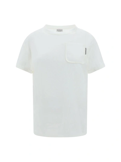 Shop Brunello Cucinelli T-shirts In Bianco