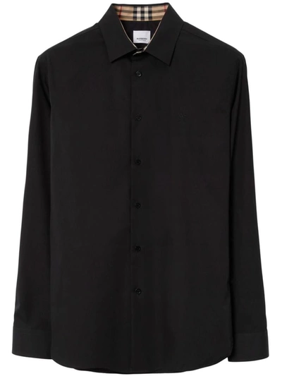 Shop Burberry Logo Cotton Shirt In Black