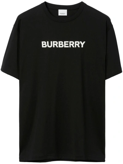 Shop Burberry Logo Cotton T-shirt In Black