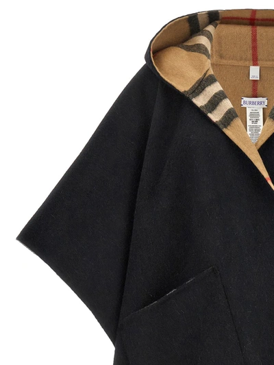Shop Burberry Reversible Hooded Cape In Multicolor